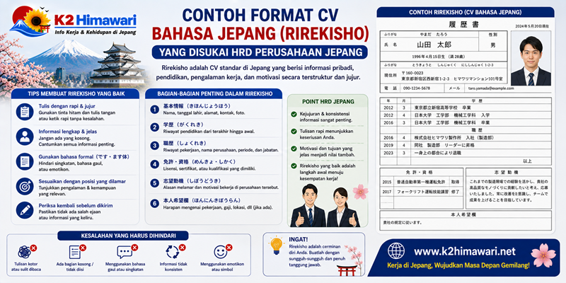 Contoh Format CV Bahasa Jepang (Rirekisho) yang Disukai HRD Perusahaan Jepang