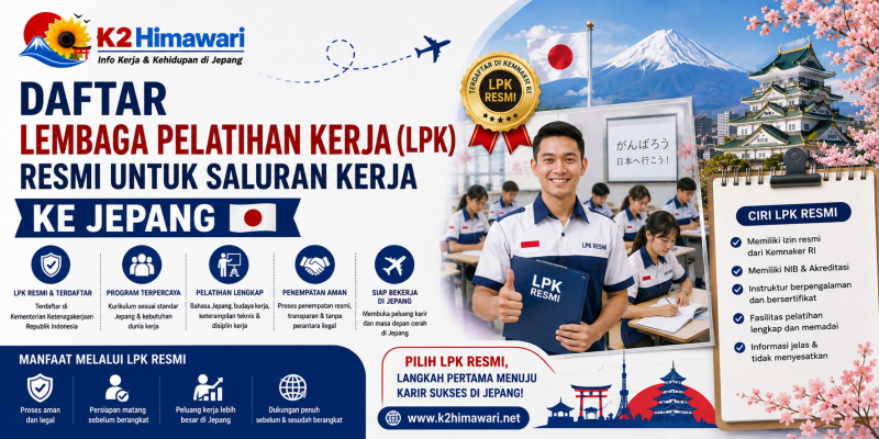 Daftar Lembaga Pelatihan Kerja (LPK) Resmi untuk Saluran Kerja ke Jepang