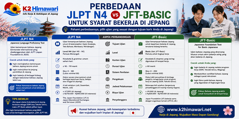 Perbedaan JLPT N4 dan JFT-Basic untuk Syarat Bekerja di Jepang