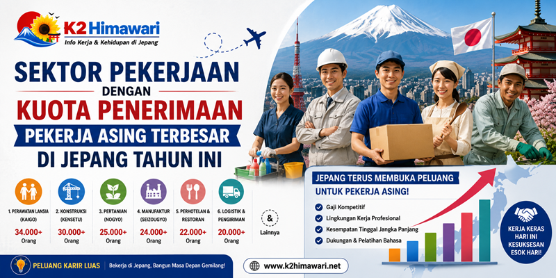 Sektor Pekerjaan dengan Kuota Penerimaan Pekerja Asing Terbesar di Jepang Tahun Ini