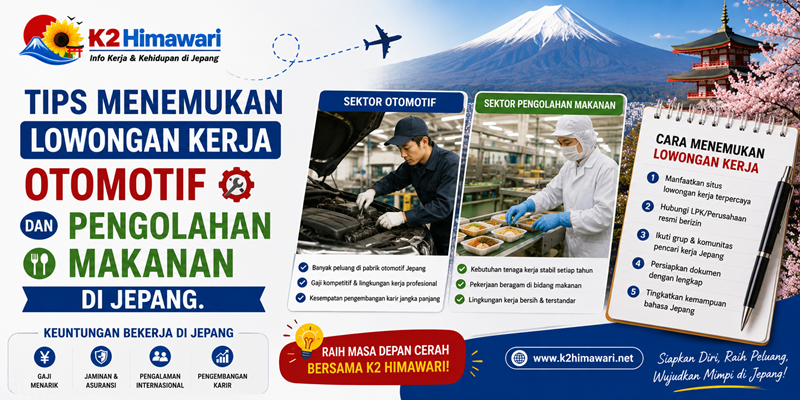 Tips Menemukan Lowongan Kerja Otomotif dan Pengolahan Makanan di Jepang