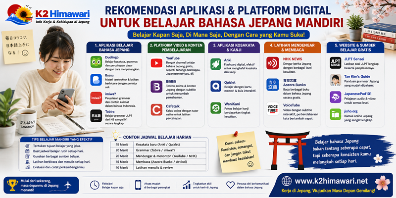 Rekomendasi Aplikasi dan Platform Digital untuk Belajar Bahasa Jepang Mandiri
